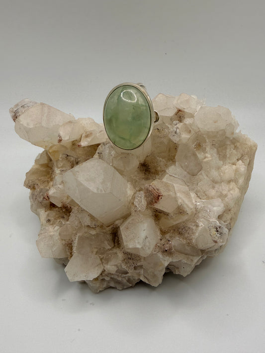 Oval Prehnite Ring