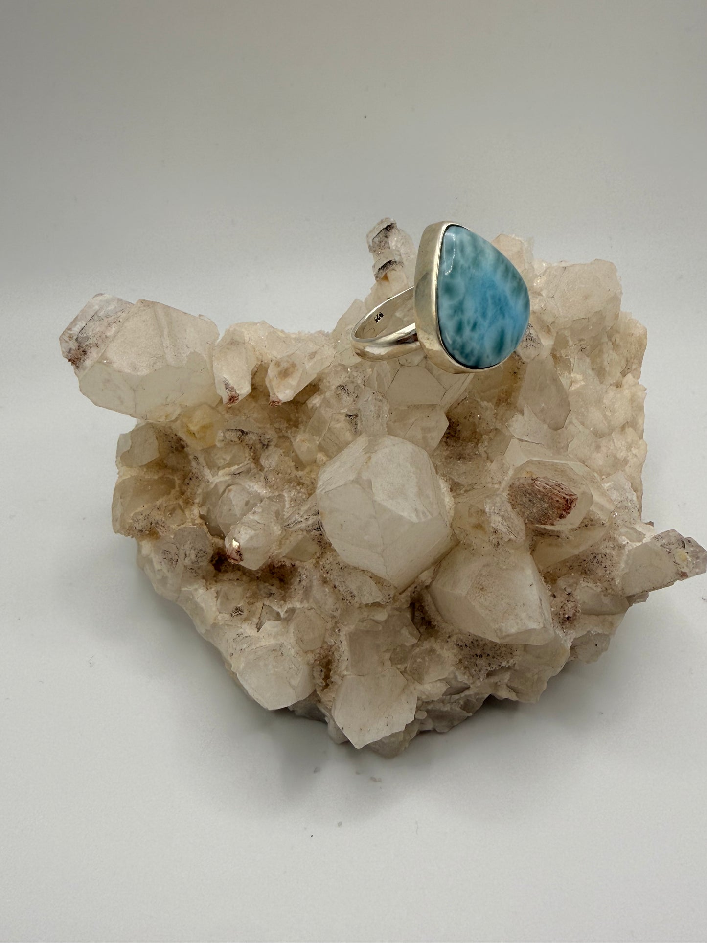 Teardrop Blue Larimar Ring