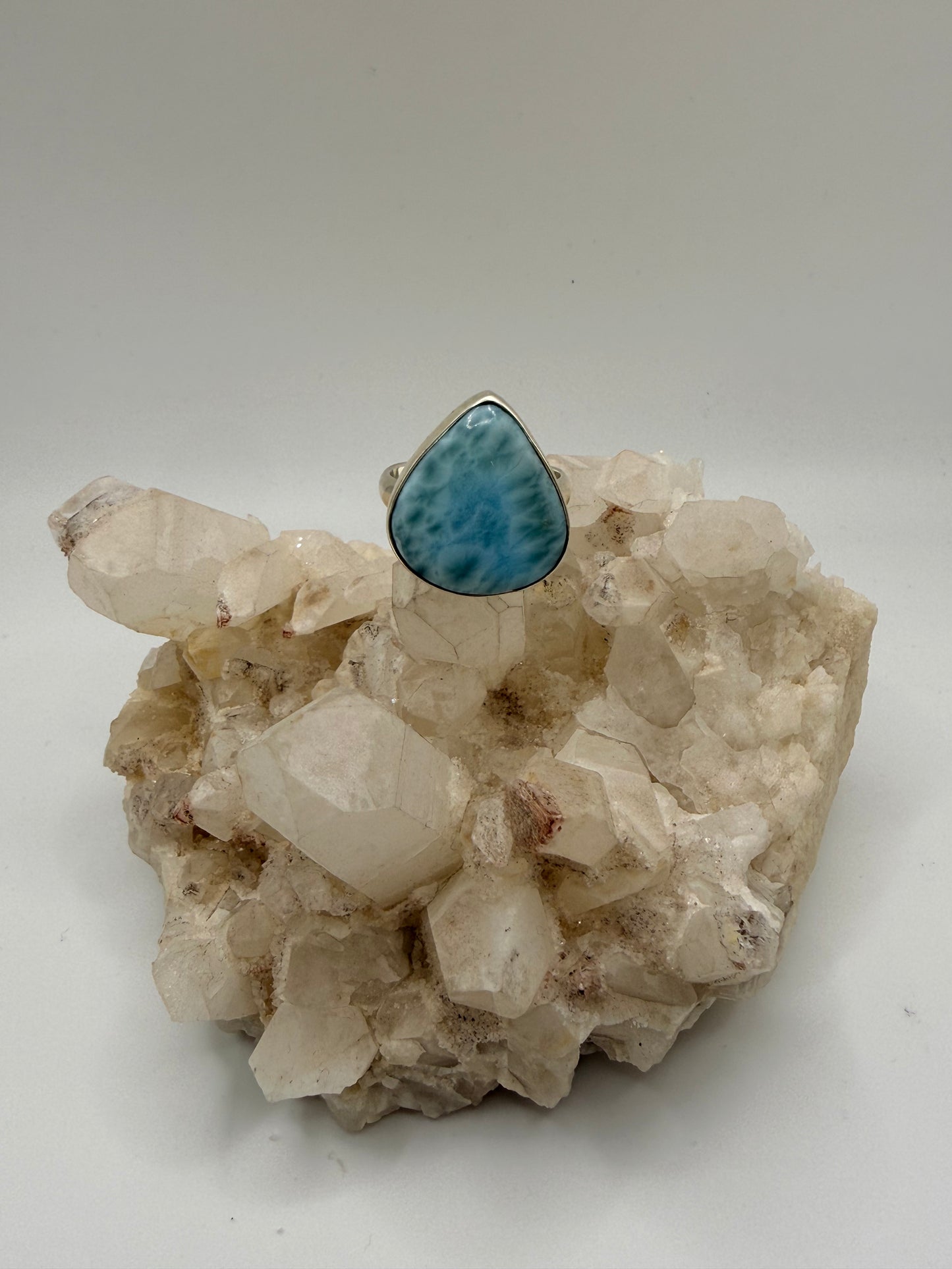 Teardrop Blue Larimar Ring