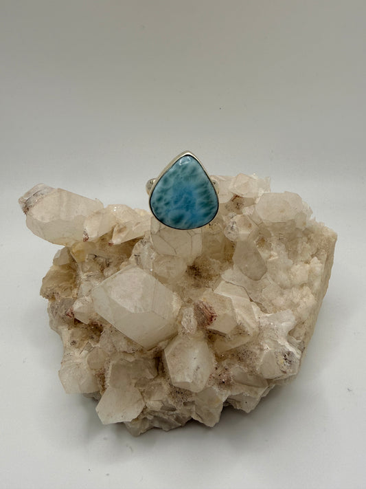 Teardrop Blue Larimar Ring