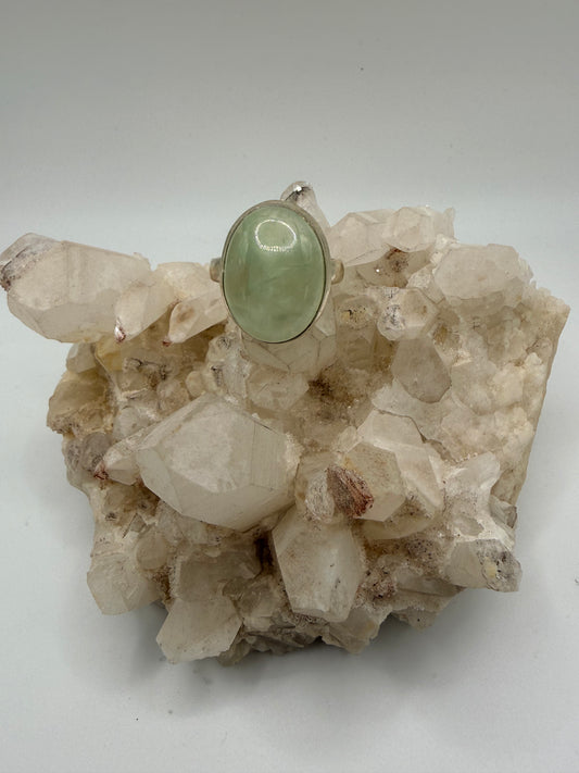Oval Prehnite Ring