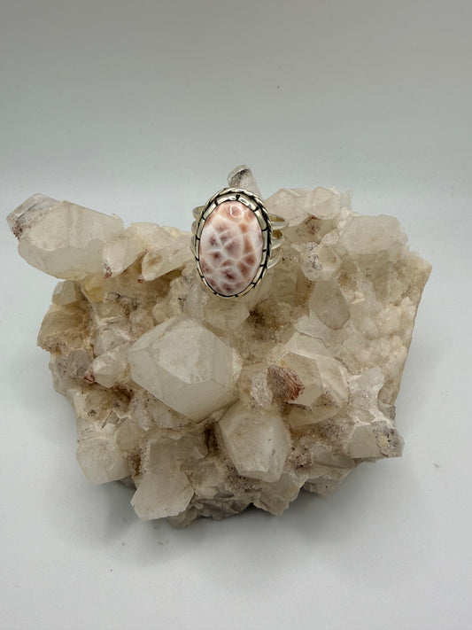 Oval Pink Larimar Ring