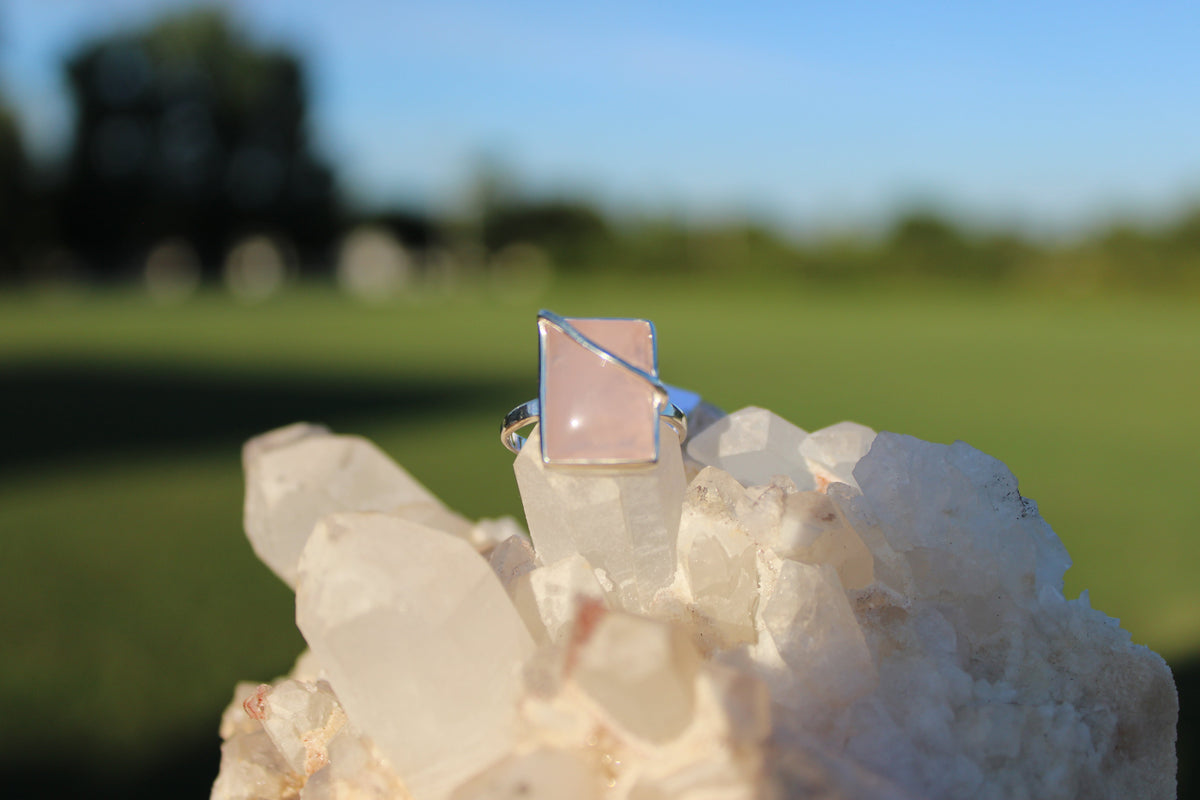 Encased Rose Quartz Ring