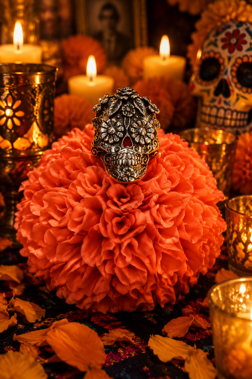 Floral Calavera Pendant