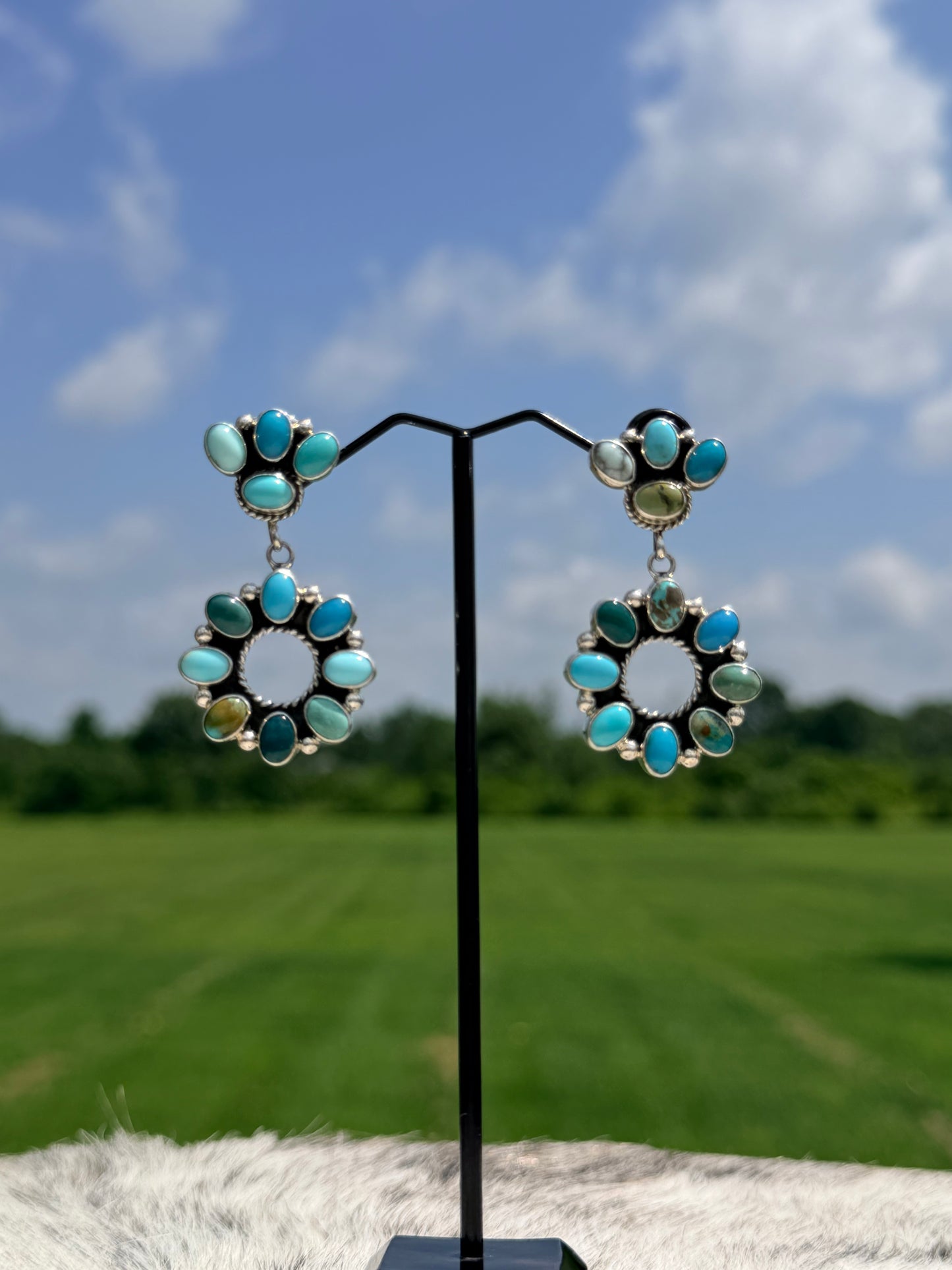 Turquoise Sampler Post Dangle Earrings