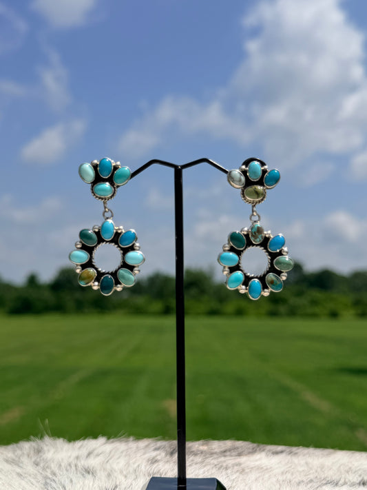Turquoise Sampler Post Dangle Earrings