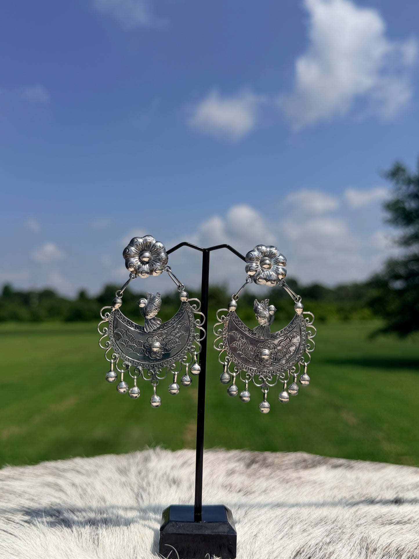Federico Jimenez - Half Moon & Bird Silver Earrings