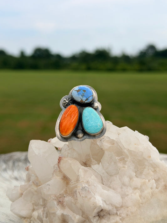 Native made Triple Stone Ring