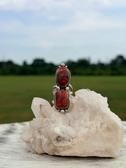 Native Made Double Stone Spiny Oyster Ring