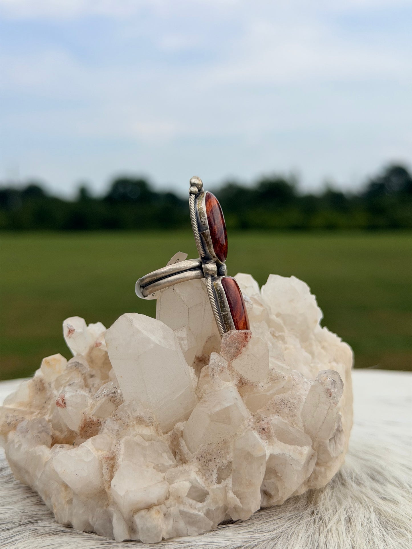 Native Made Double Stone Spiny Oyster Ring