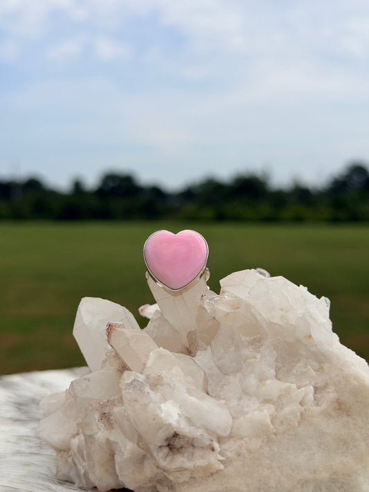 Native Pink Conch Heart RIng