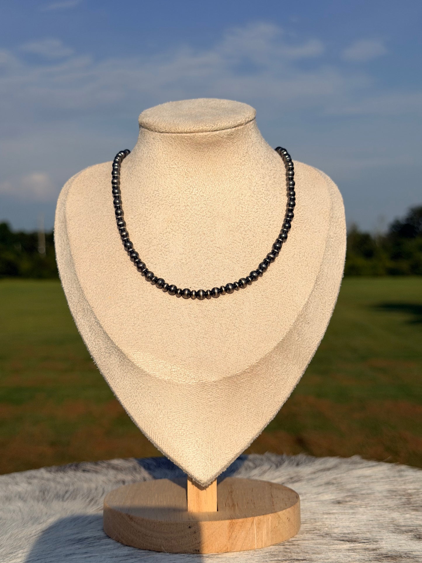 17.5-inch 3mm & 5mm Sterling Silver Pearl Necklace
