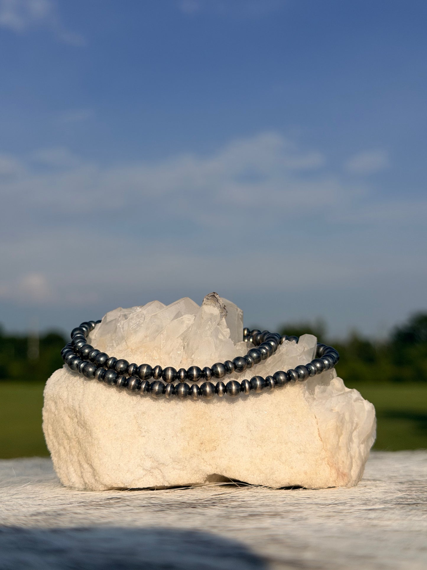 17.5-inch 3mm & 5mm Sterling Silver Pearl Necklace