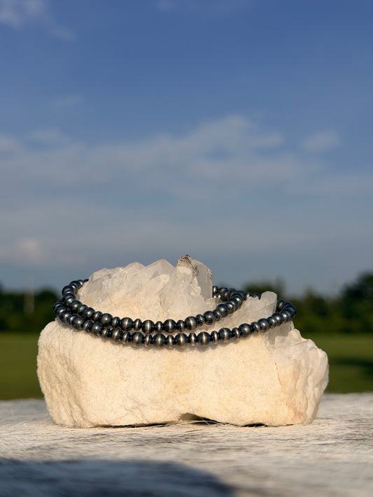 17.5-inch 3mm & 5mm Sterling Silver Pearl Necklace