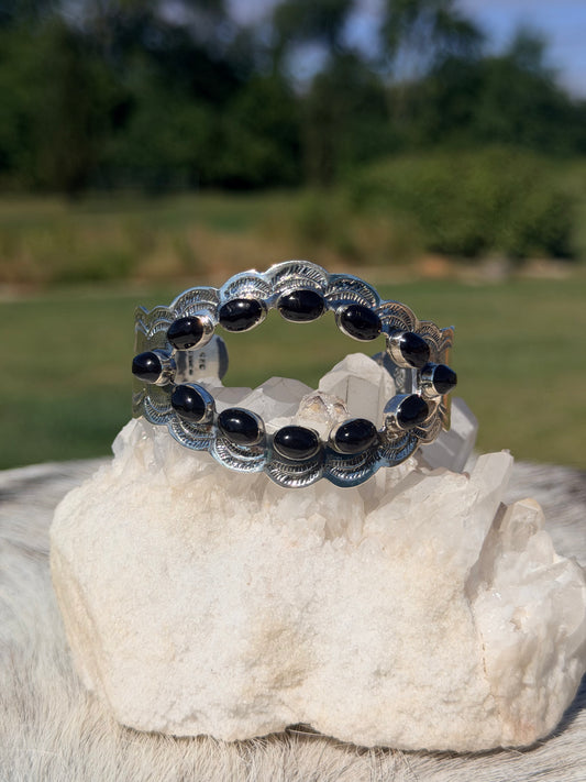 Black Onyx Scalloped Cuff