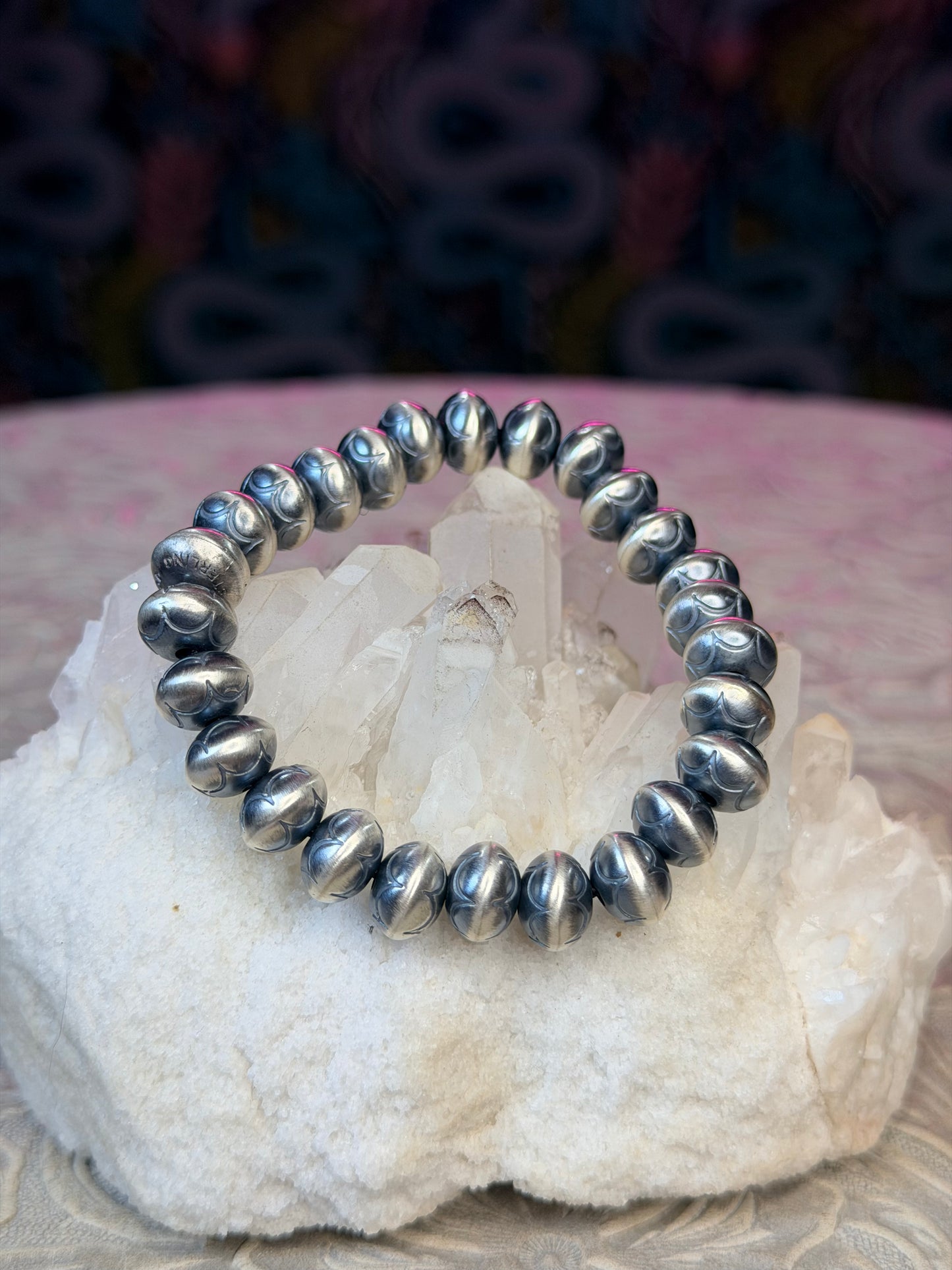 B. Halwood 9mm Navajo Pearl Stretch Bracelet