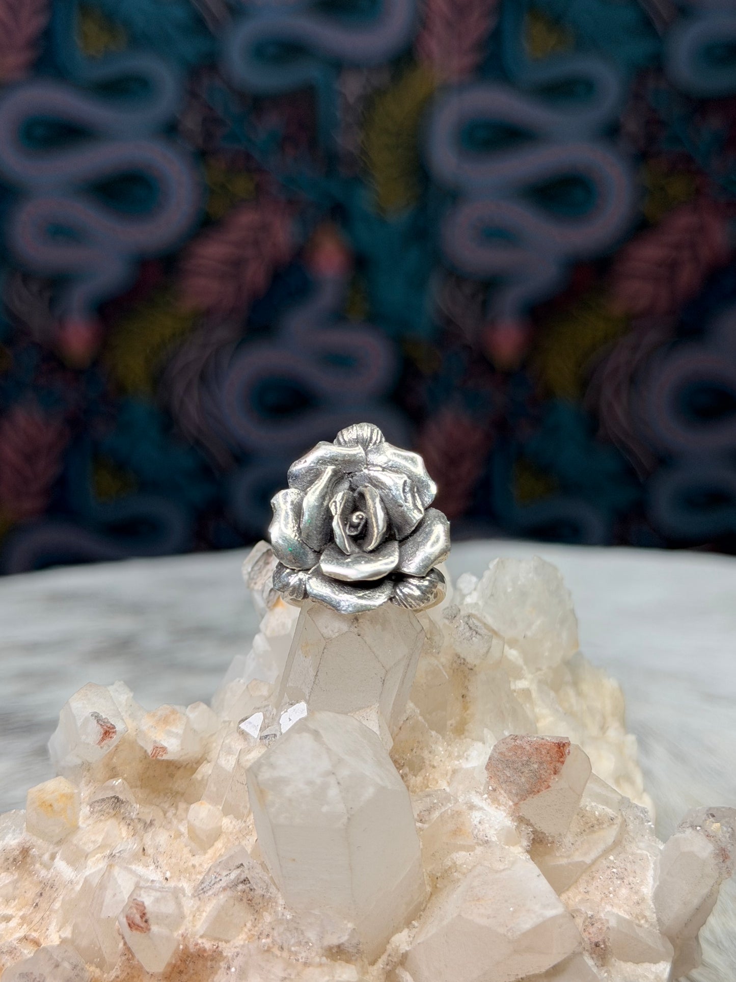 Adjustable Large Rose Ring