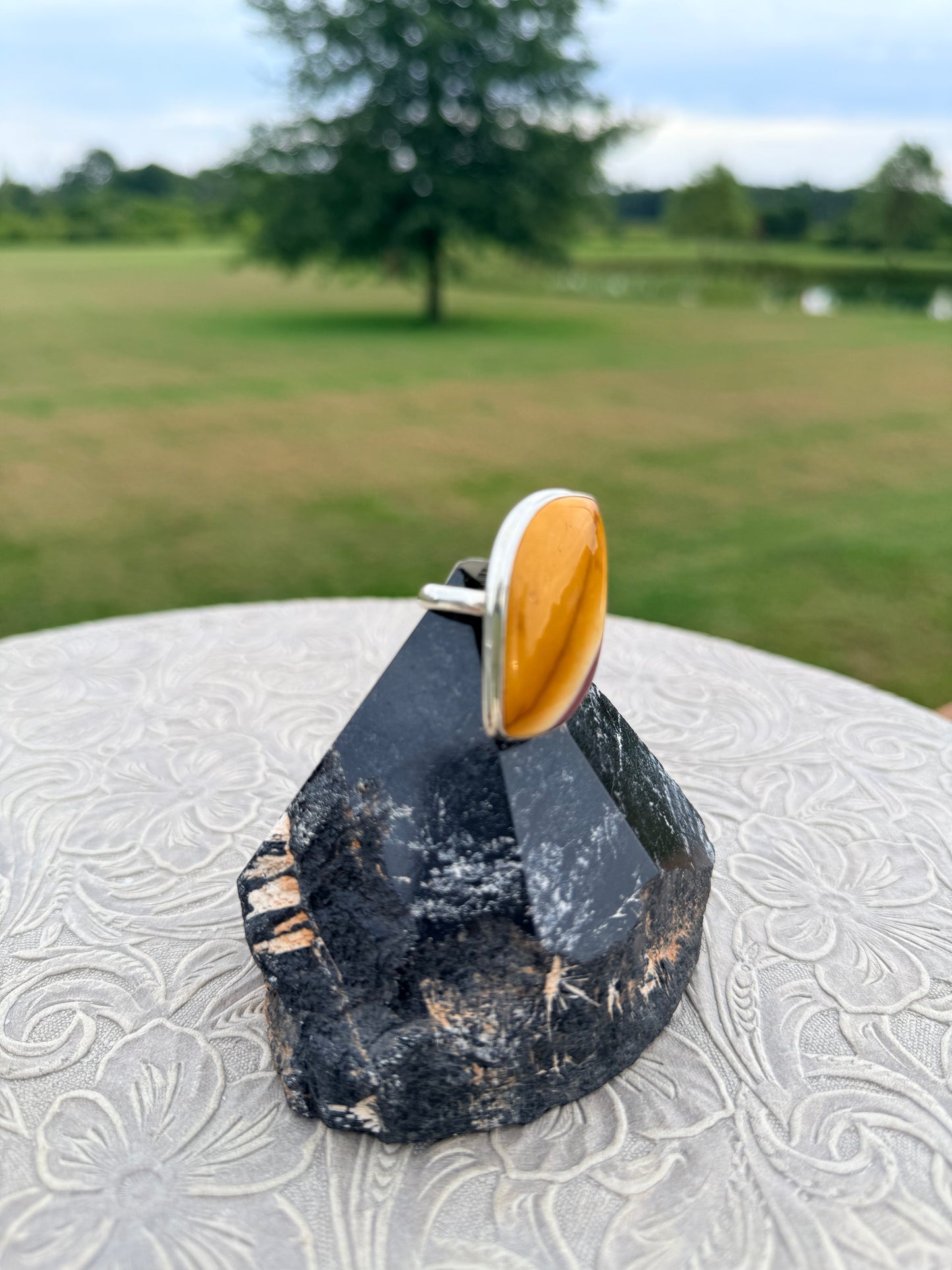 Mookaite Leaf Ring