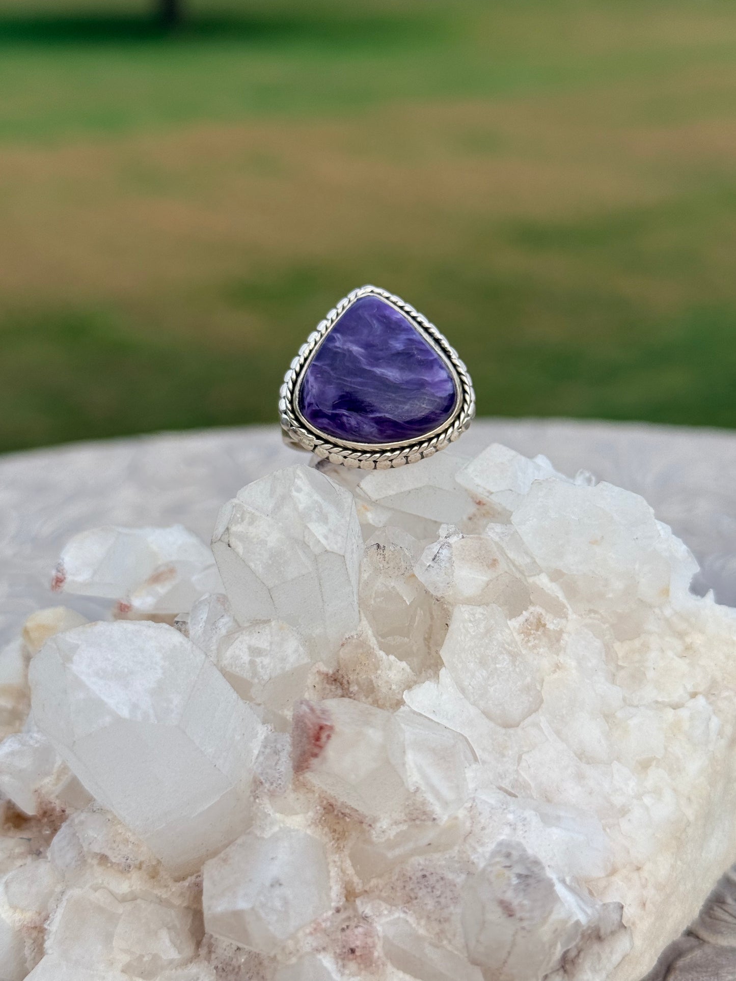 Teardrop Charoite Ring