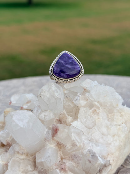 Teardrop Charoite Ring