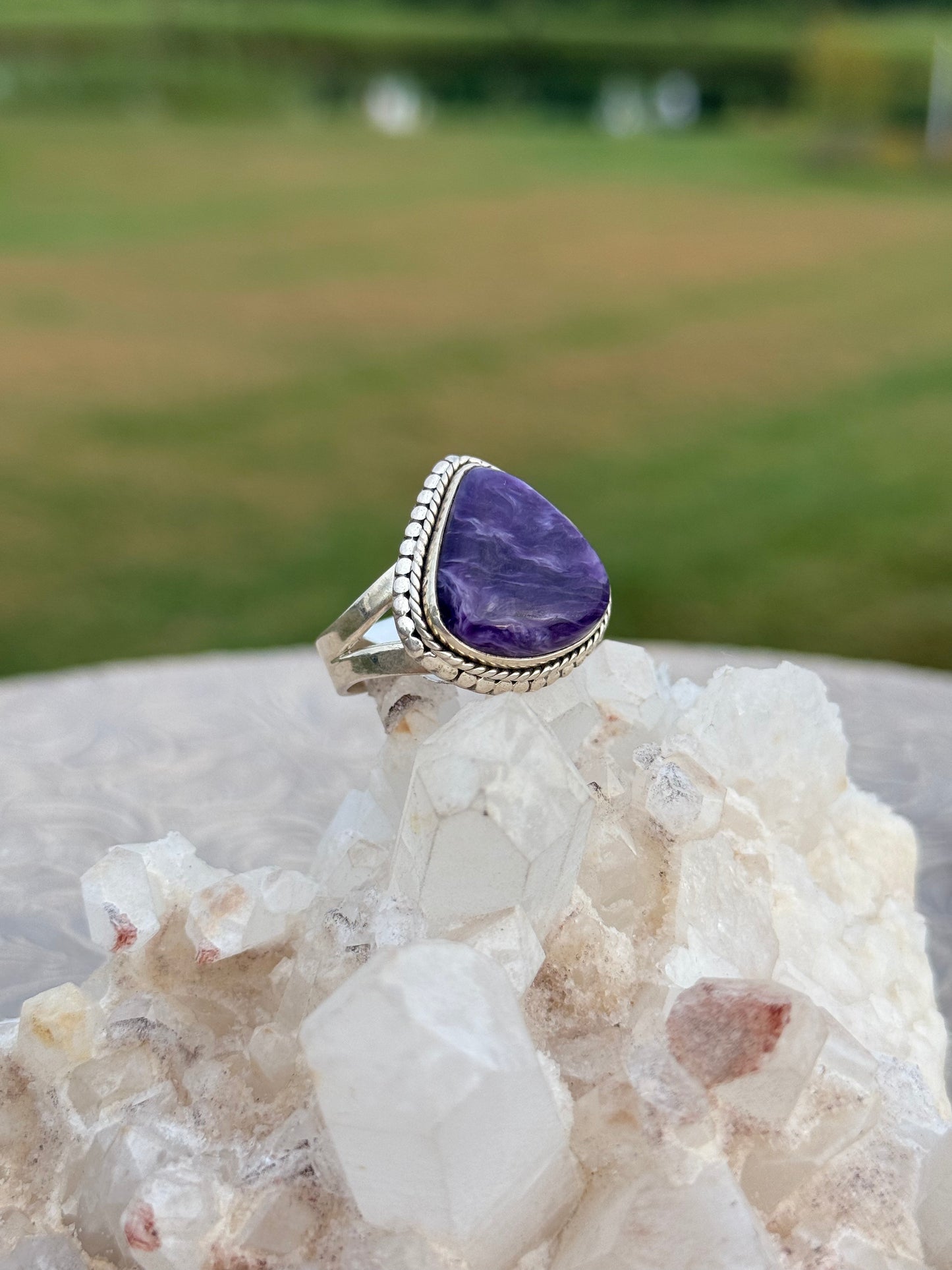 Teardrop Charoite Ring