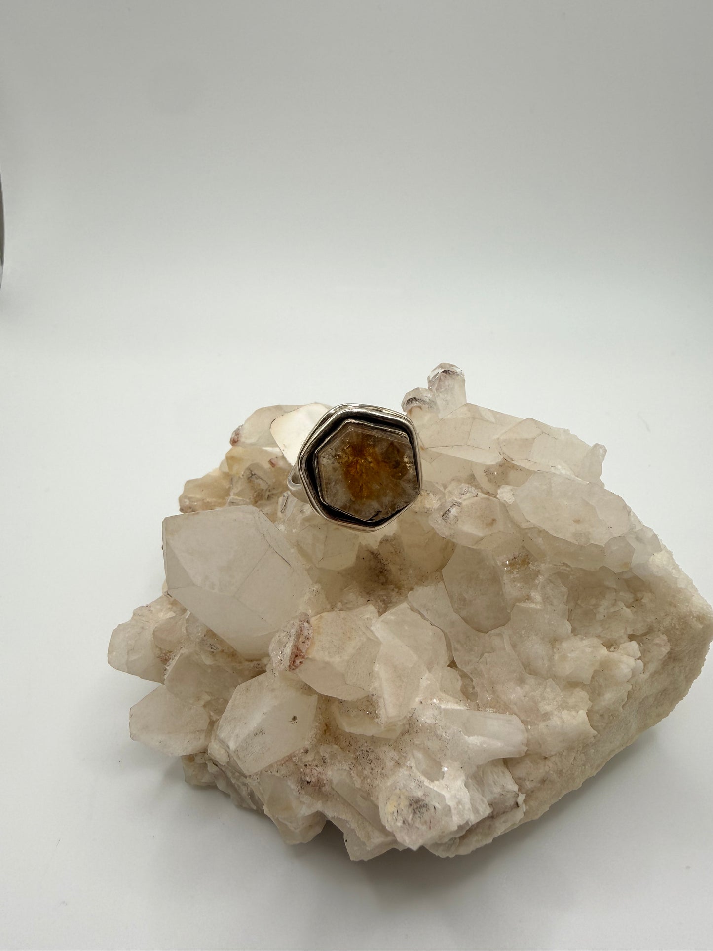 Hexagon Citrine Ring