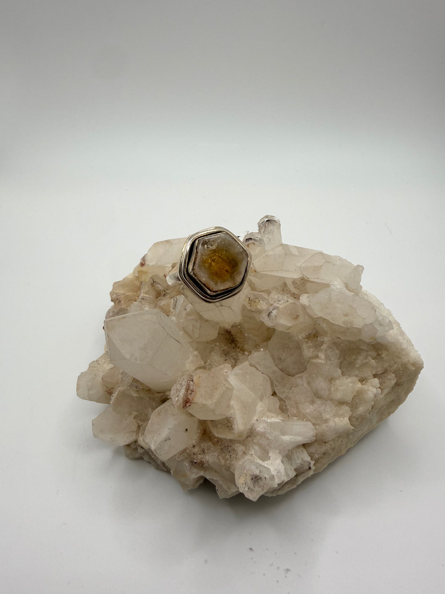 Hexagon Citrine Ring