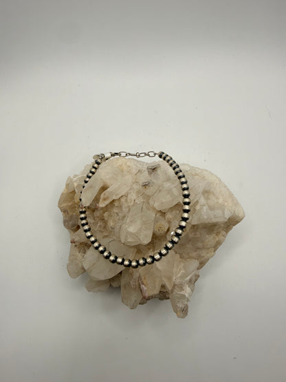 4mm Sterling Silver Beaded Bracelet