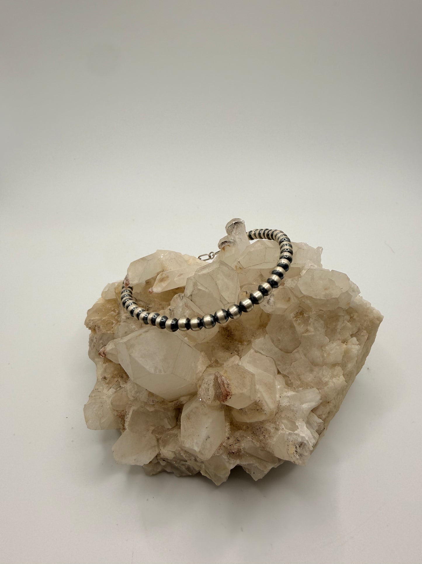 4mm Sterling Silver Beaded Bracelet
