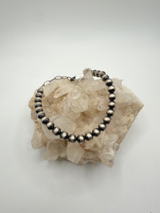 6mm Sterling Silver Beaded Bracelet