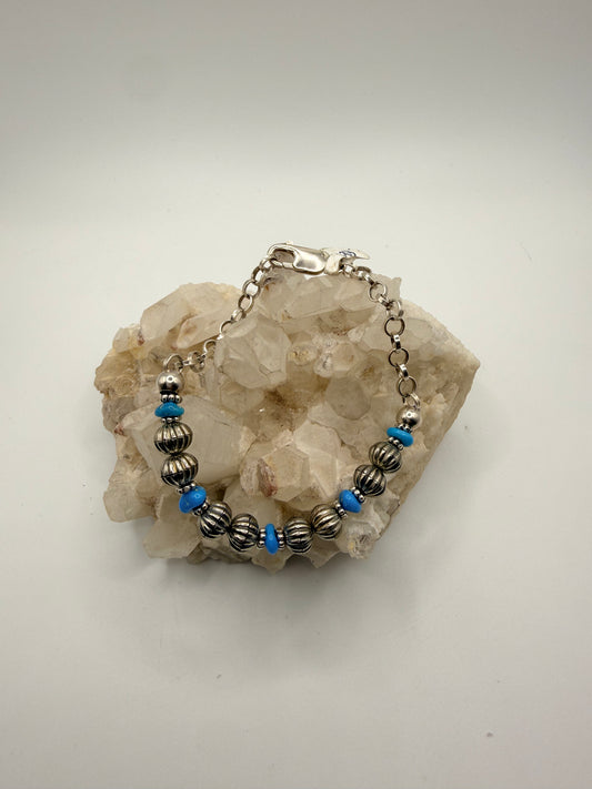 Turquoise & Benchmade Pumpkin Bead Bracelet