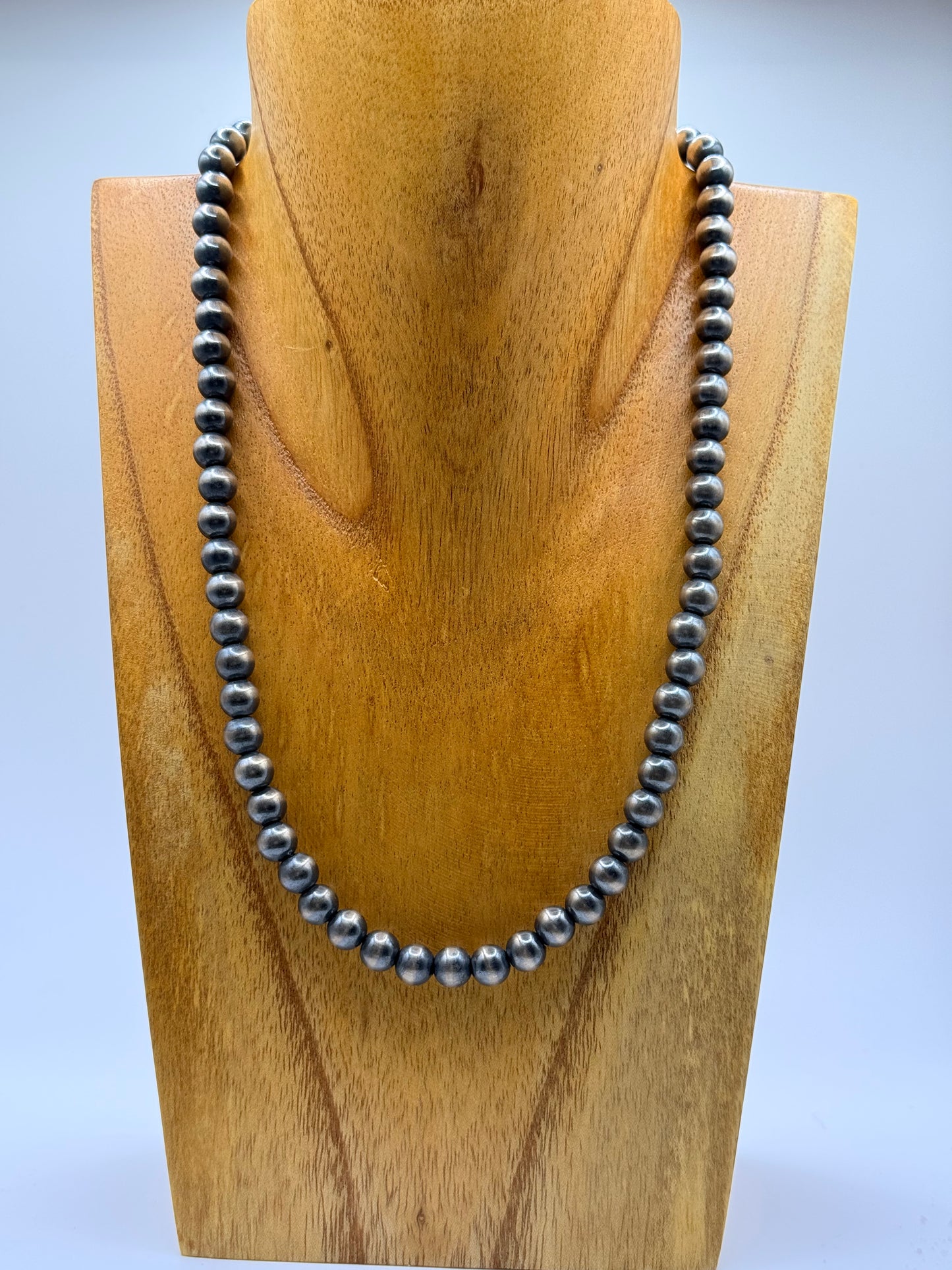 20-Inch 8mm Sterling Silver Pearl Necklace