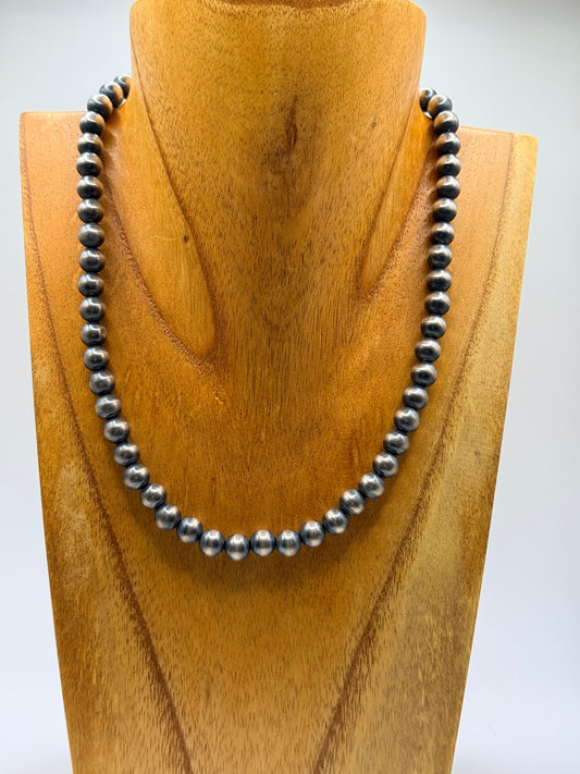 18-inch 8mm Sterling Silver Pearl Necklace