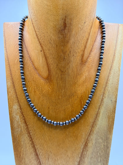 17.5-inch 3mm & 5mm Sterling Silver Pearl Necklace