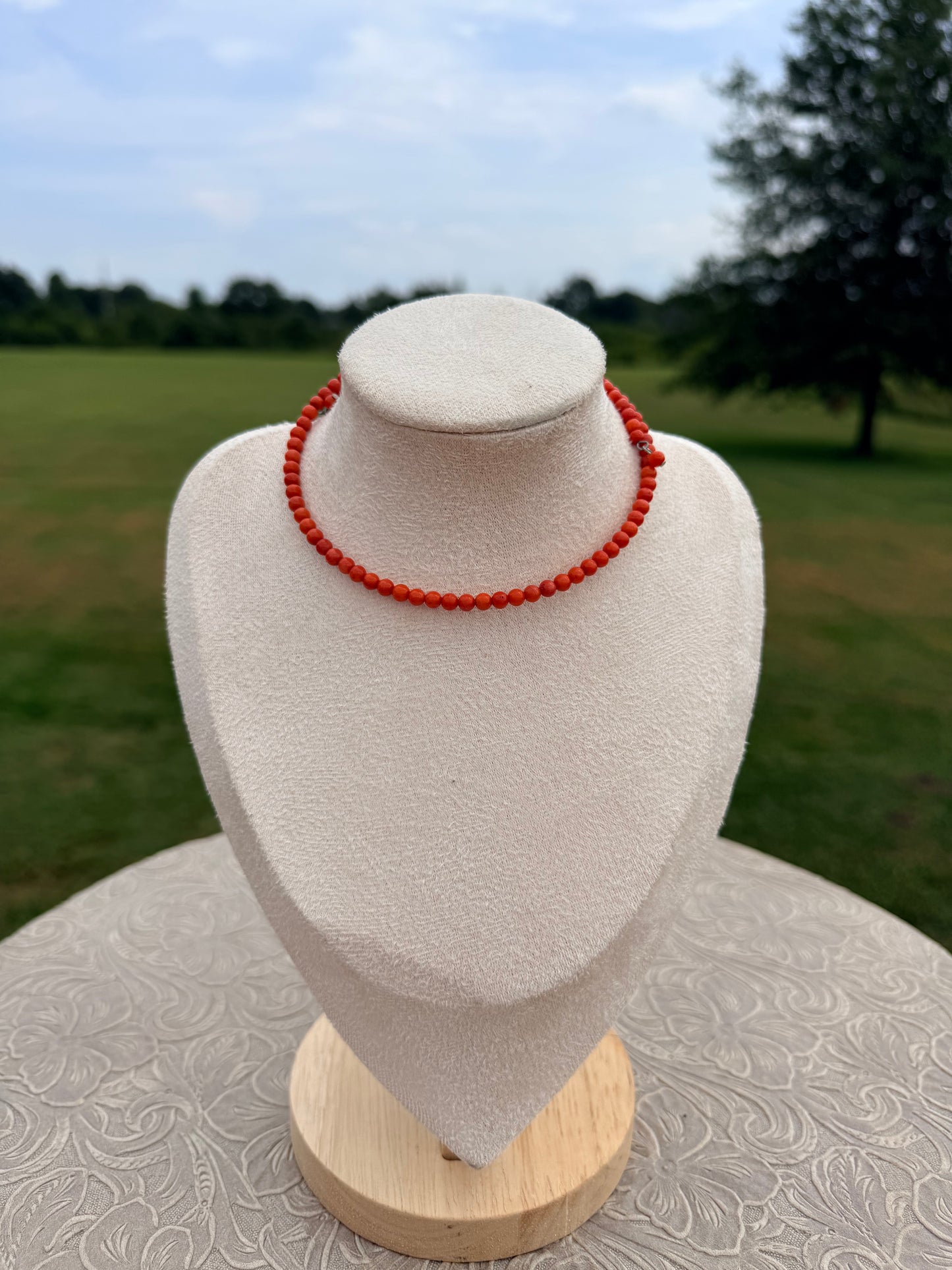 Coral Memory Wire Choker