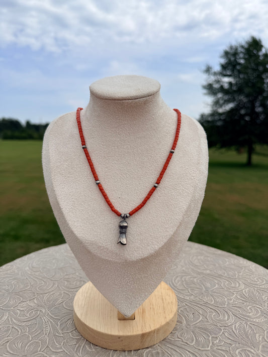 Coral & Sterling Silver Blossom Necklace