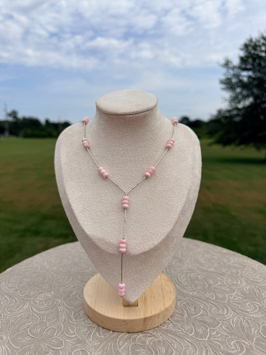 Pink Conch & Liquid Silver Lariat