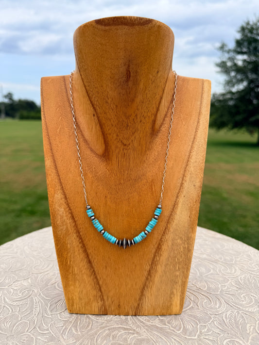 Native-Strung Turquoise Saucer Stacker Chain