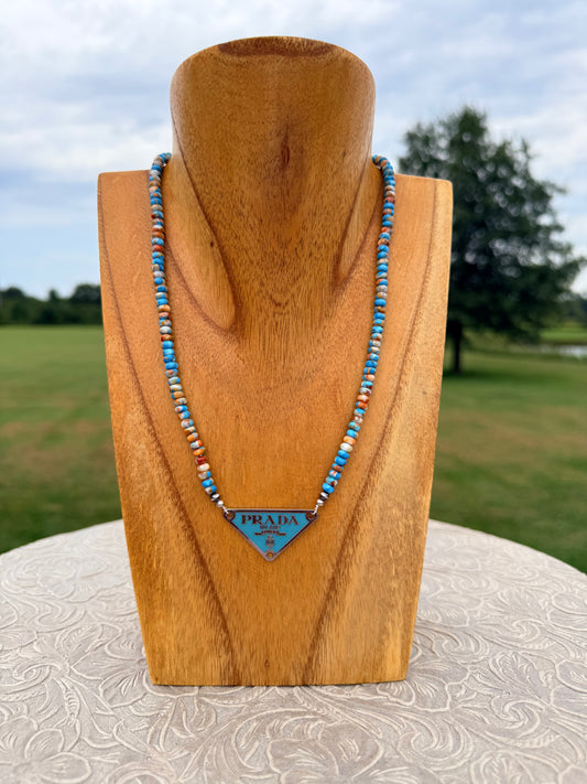 19" Designer Inspired Spiny Turquoise Necklace