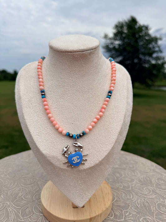 Crab Designer inspired Pink Opal Necklace