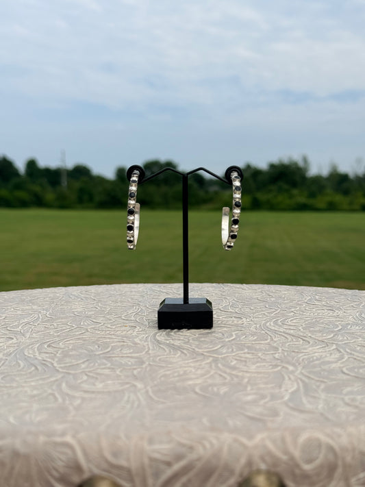 Black Onyx Hoop Earrings