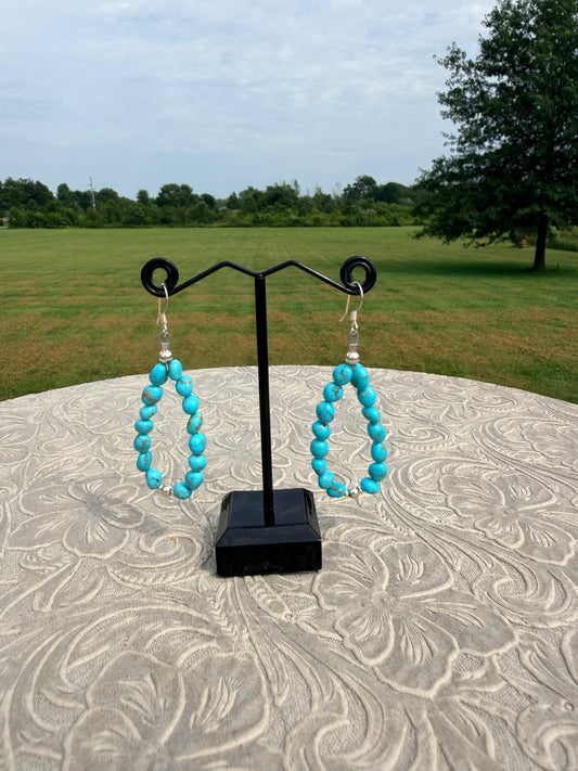 Turquoise & Silver Loop Earrings