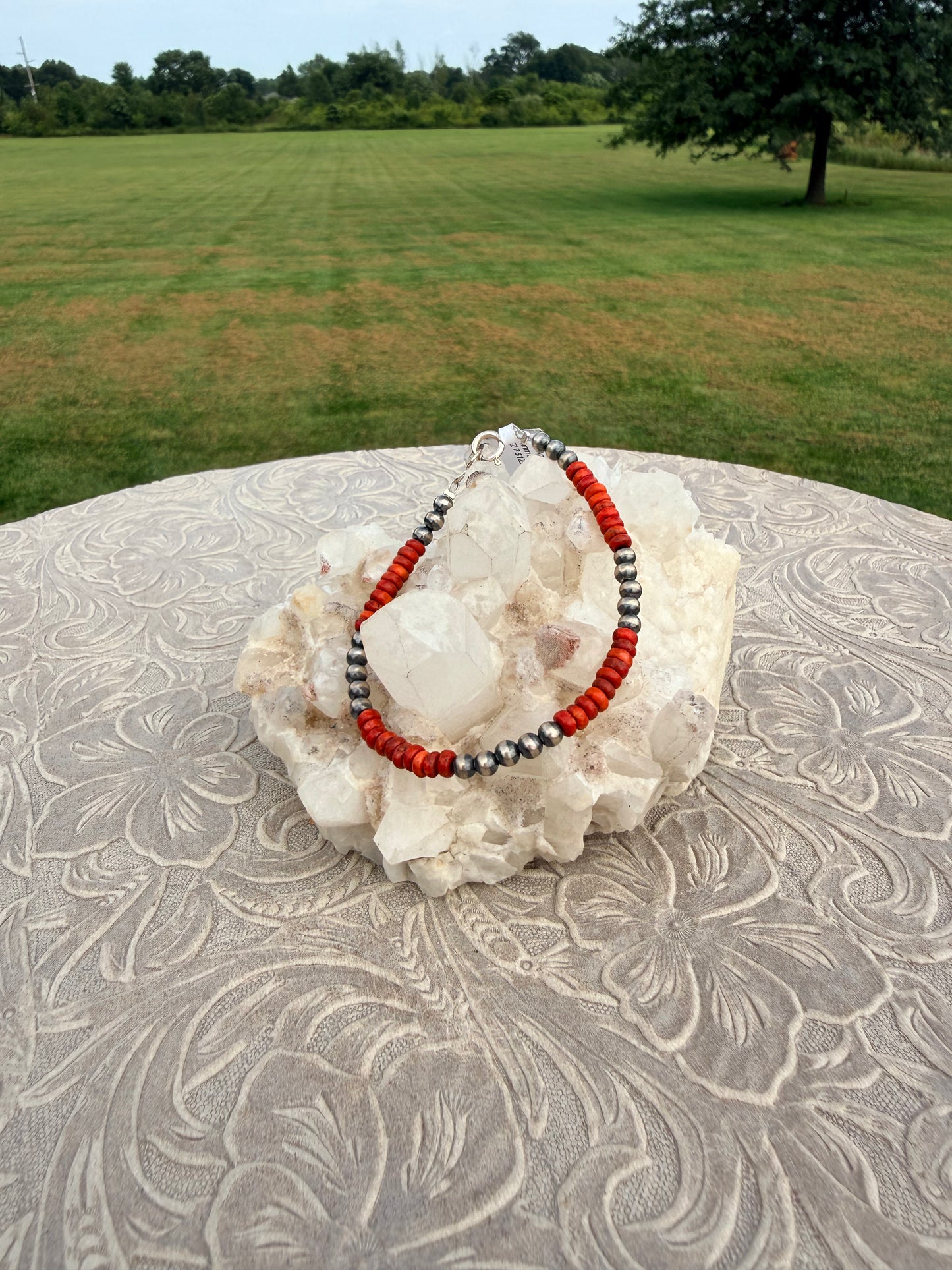 Harold Tahe Apple Coral 4mm Bracelet