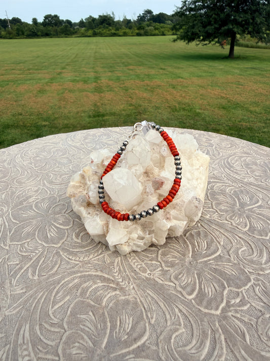 Harold Tahe Apple Coral 4mm Bracelet