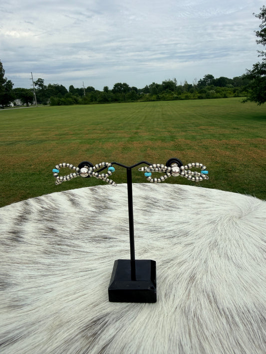 Sterling Silver & Turquoise Bow Earrings