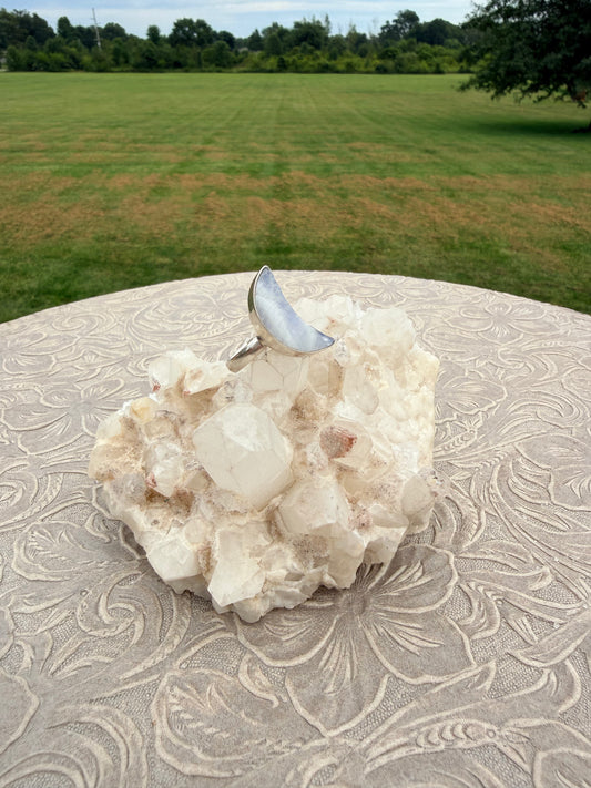 Crescent Moonstone Ring