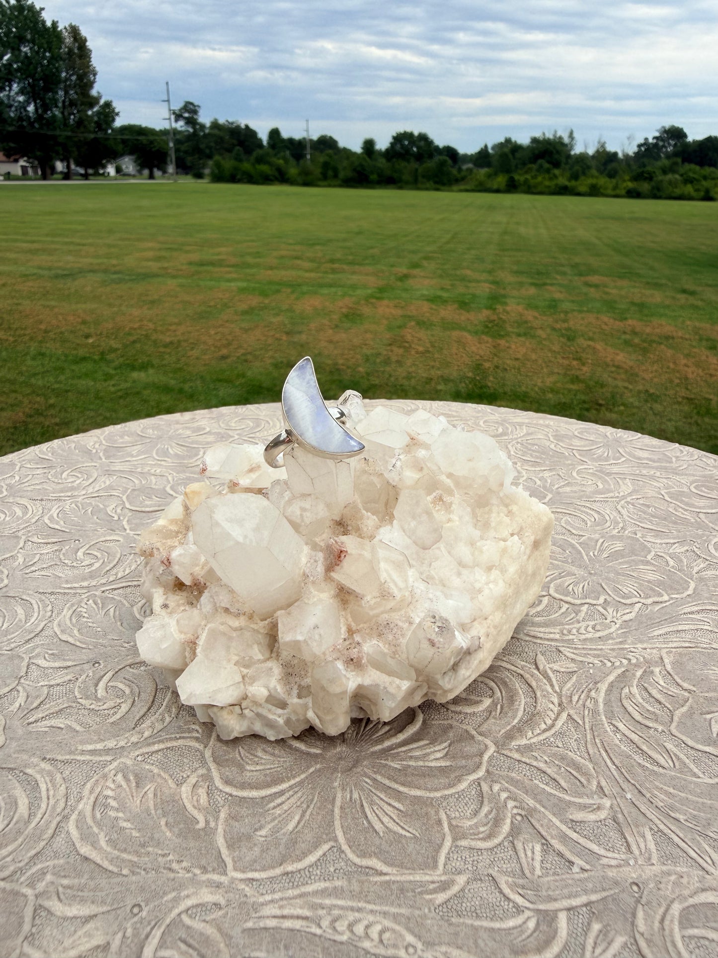 Crescent Moonstone Ring