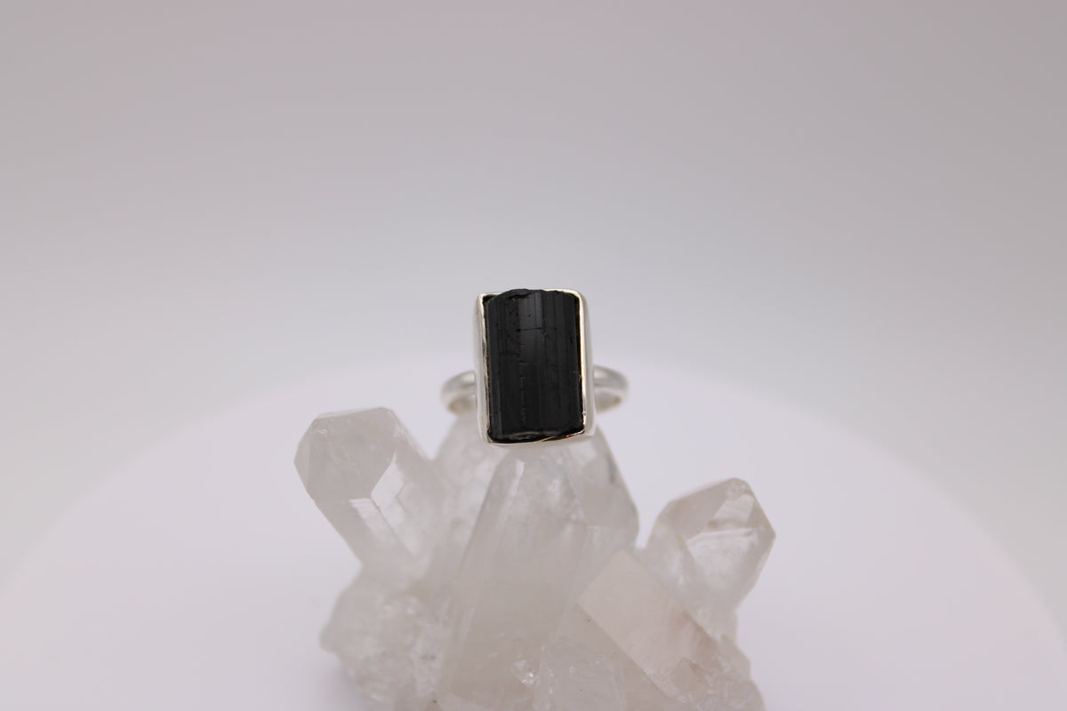 Rectangular Black Tourmaline Ring