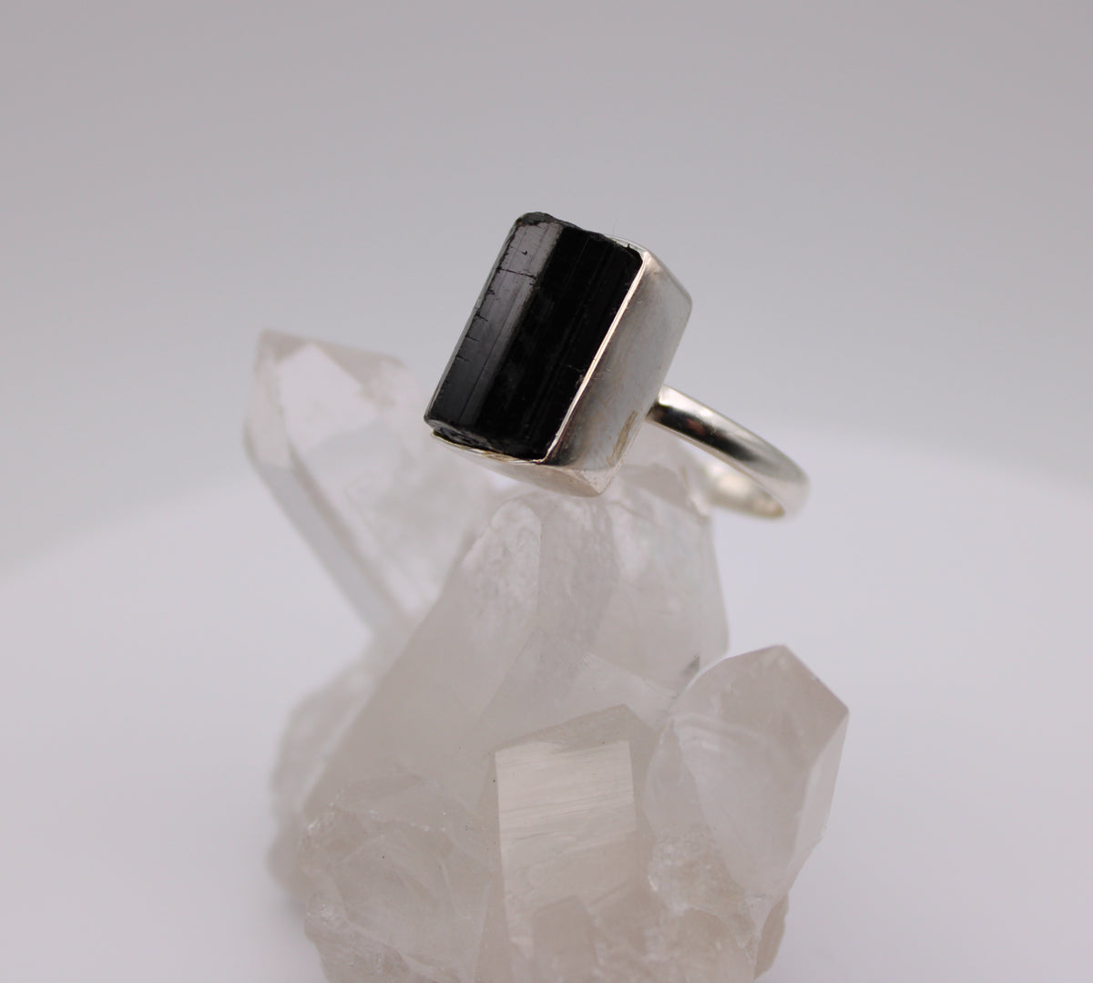 Rectangular Black Tourmaline Ring