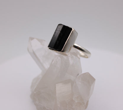 Rectangular Black Tourmaline Ring